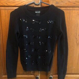 Vintage Wet Seal Juniors Long sleeve Black sweater with sequined Bows size Jr L